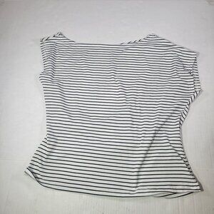 Dazy Women Striped White & Black Boat Neck Stretch Top Size M